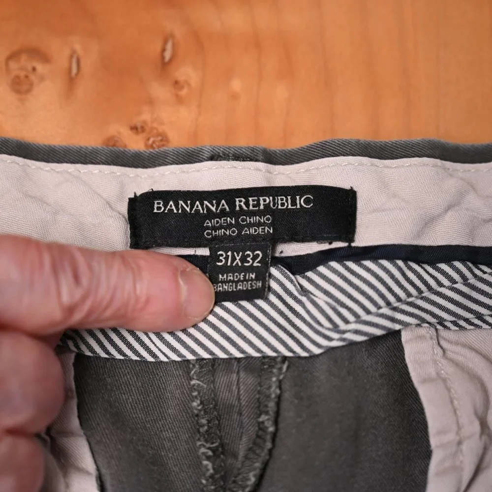 Banana Republic Cotton Aiden Slim Chinos Grey - Men's Size 31x32 - Picture 6 of 7